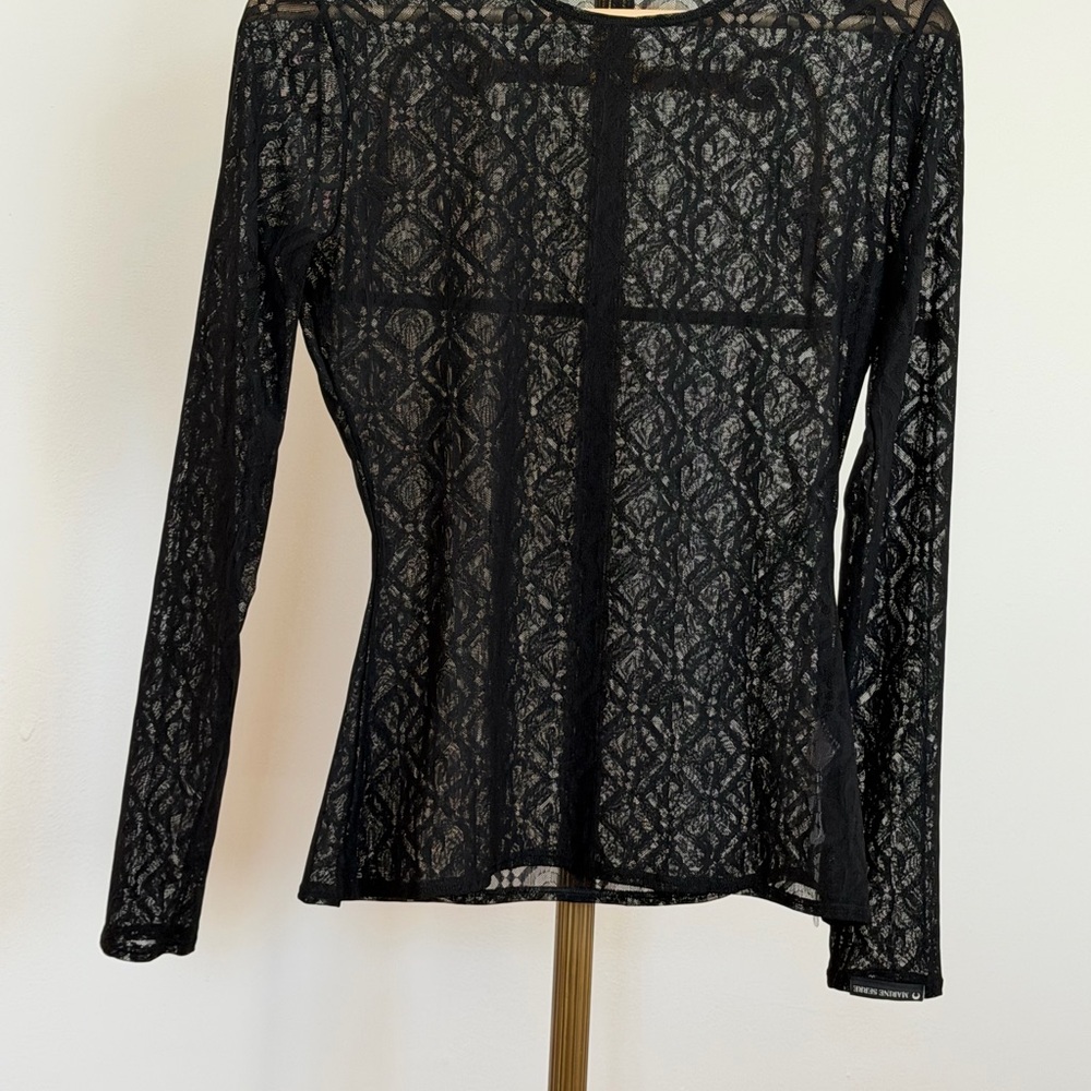 Marine Serre Black Patterned Sheer Top - Picture 3 of 6